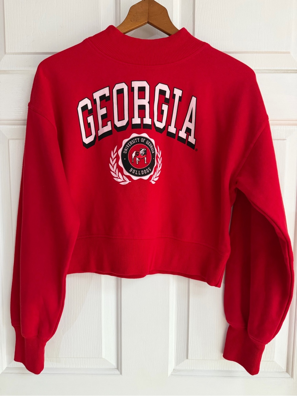 Georgia Cropped Crewneck Sweatshirt - Red